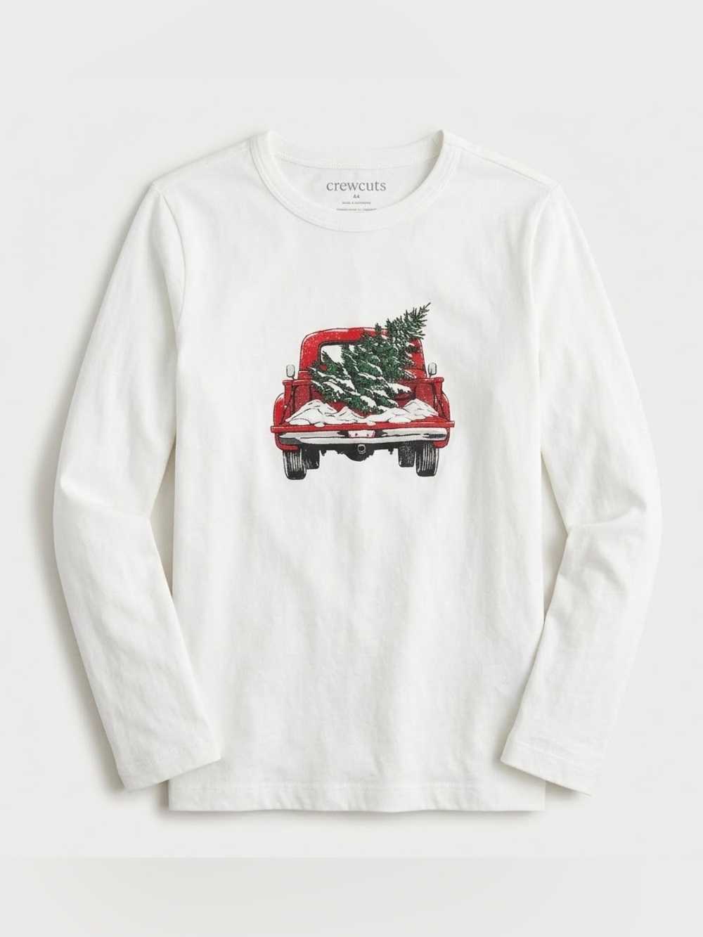 NWT Crewcuts J.Crew Kids Holiday Red Truck Christmas Tree Long Sleeve Tee S 6-7